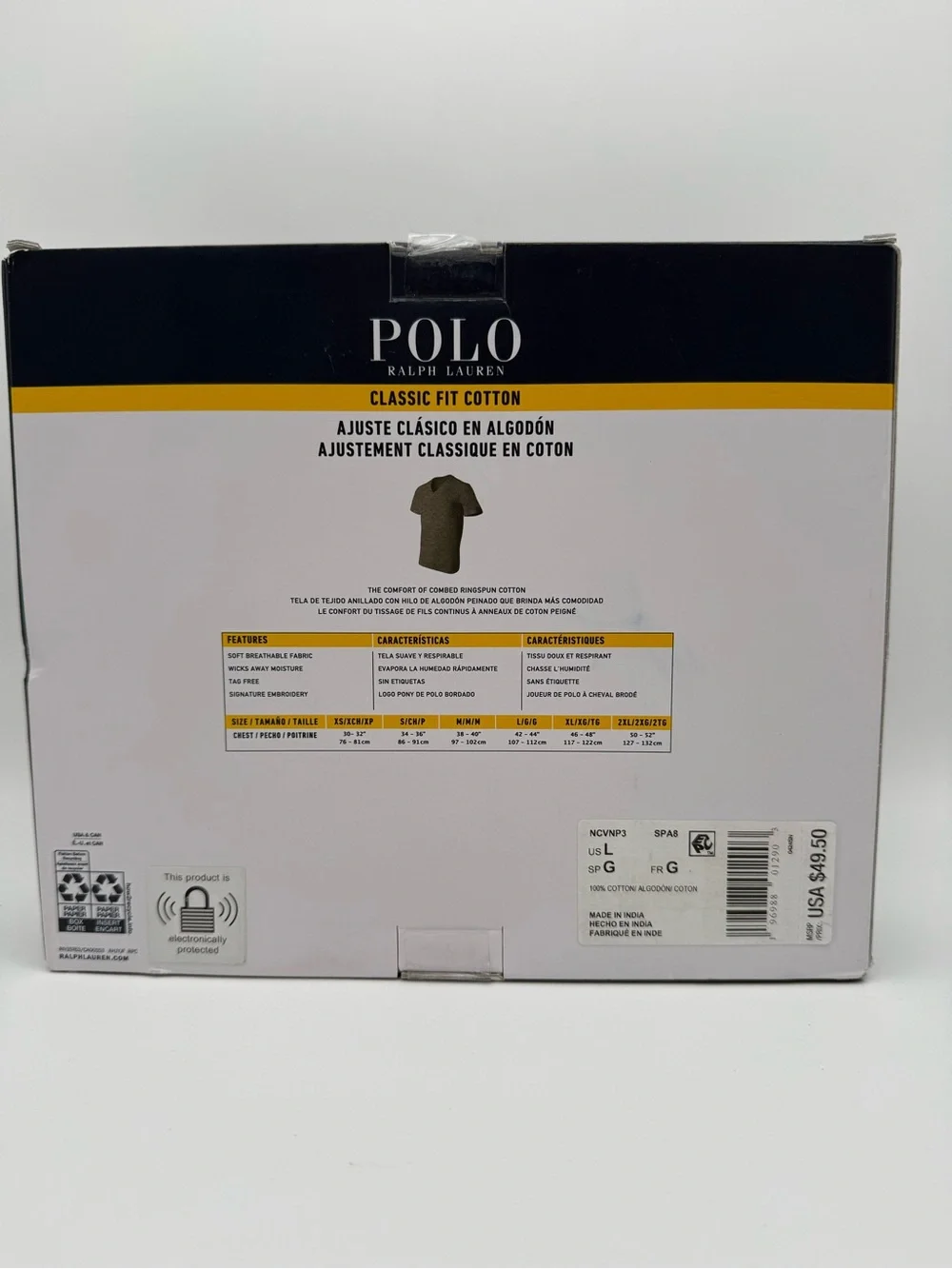 Polo by Ralph Lauren 3-Pack V-Neck Undershirts in Blaack, Blue, Green